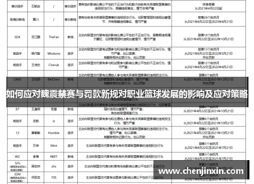 如何应对魏震禁赛与罚款新规对职业篮球发展的影响及应对策略 如何应对魏震禁赛与罚款新规对职业篮球发展的影响及应对策略